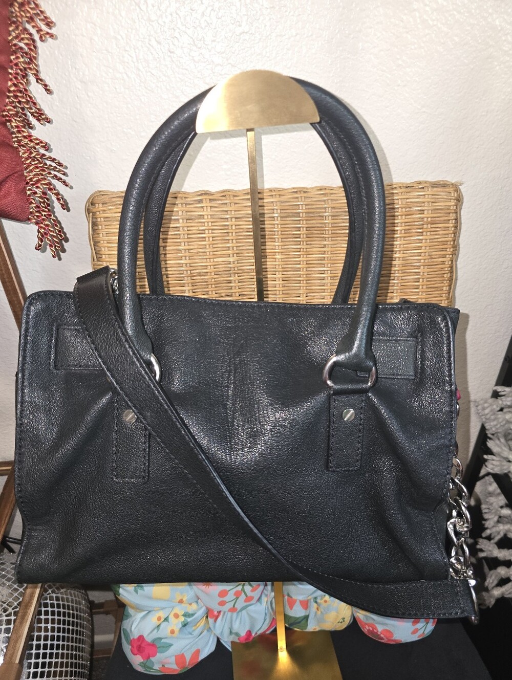 MICHAEL Michael Kors Hamilton East West Satchel In Black Pebbled Leather PLC - Picture 4 of 13
